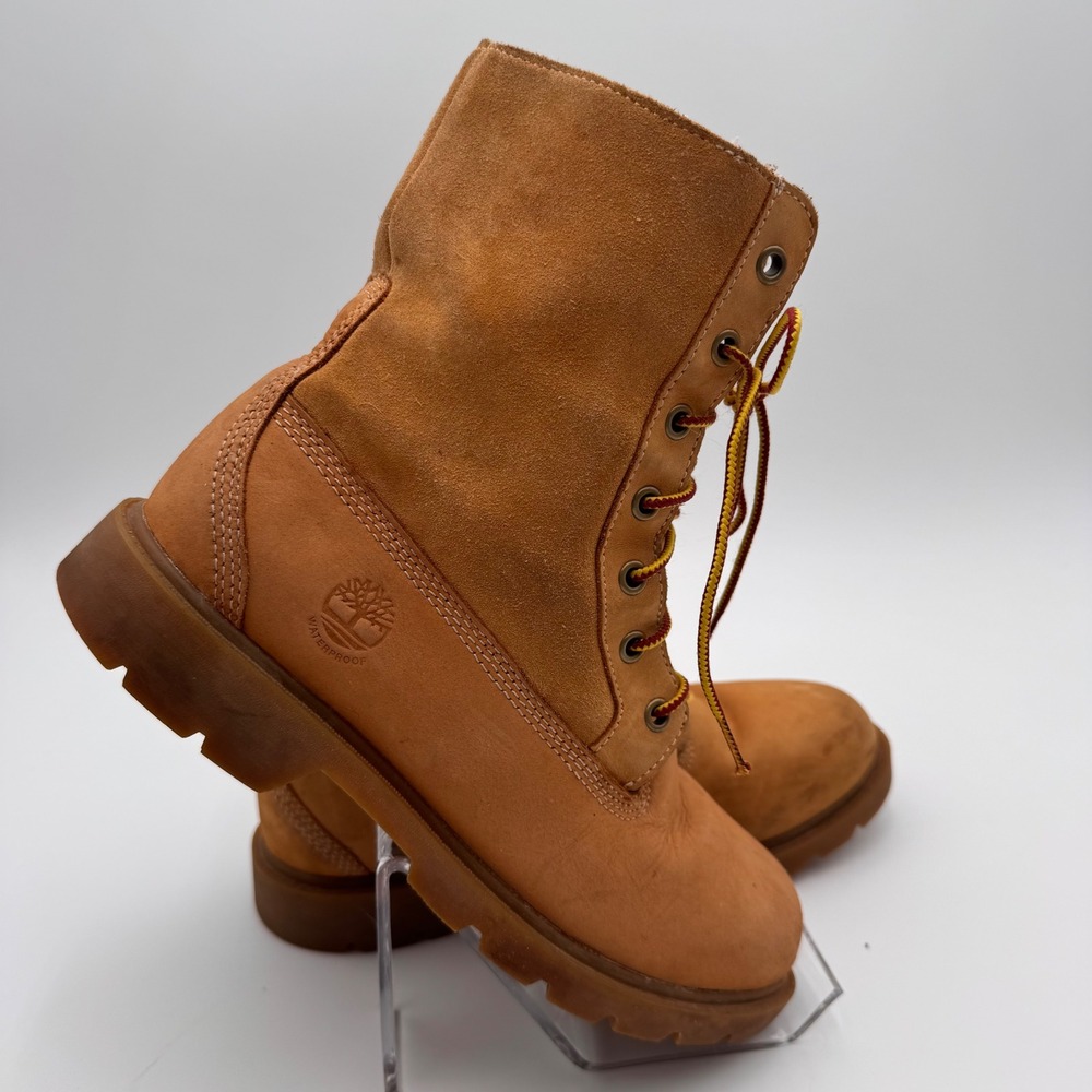 Timberland Waterproof Wheat Nubuck Suede Faux Fur Lined Lace Up Boots Womens 8